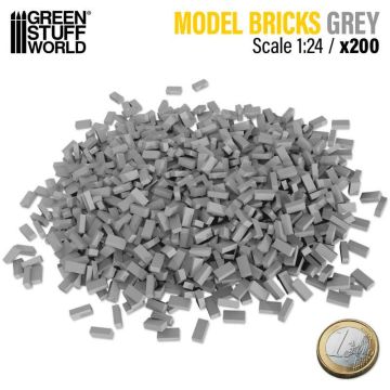 Набір декоративних цеглин Green Stuff World: Miniature Bricks - Grey x200 1:24