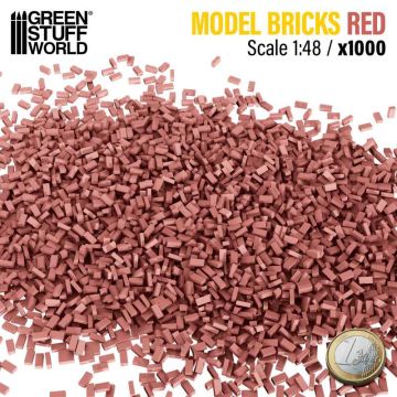 Набір декоративних цеглин Green Stuff World: Miniature Bricks - Red x1000 1:48