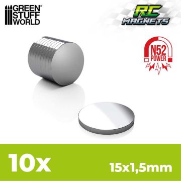 Набір магнітів Green Stuff World: Neodymium Magnets 15x1,5mm - 10 units (N52)