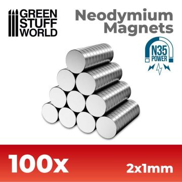Набір магнітів Green Stuff World: Neodymium Magnets 2x1mm - 100 units (N35)