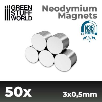 Набір магнітів Green Stuff World: Neodymium Magnets 3x0'5mm - 50 units (N35)