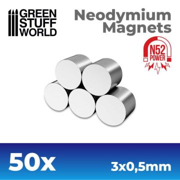 Набір магнітів Green Stuff World: Neodymium Magnets 3x0'5mm - 50 units (N52)