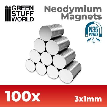 Набір магнітів Green Stuff World: Neodymium Magnets 3x1mm - 100 units (N35)