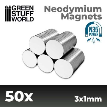 Набір магнітів Green Stuff World: Neodymium Magnets 3x1mm - 50 units (N35)