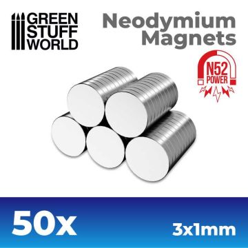 Набір магнітів Green Stuff World: Neodymium Magnets 3x1mm - 50 units (N52)