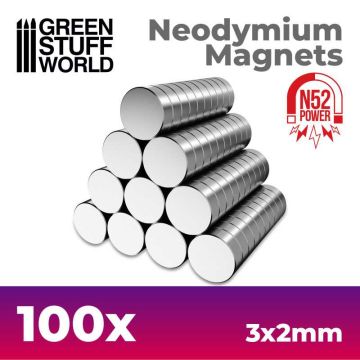 Набір магнітів Green Stuff World: Neodymium Magnets 3x2mm - 100 units (N52)