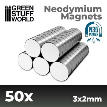 Набір магнітів Green Stuff World: Neodymium Magnets 3x2mm - 50 units (N35)