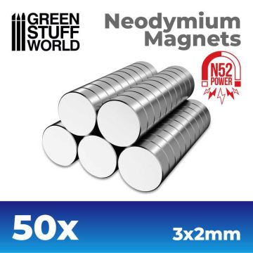Набір магнітів Green Stuff World: Neodymium Magnets 3x2mm - 50 units (N52)