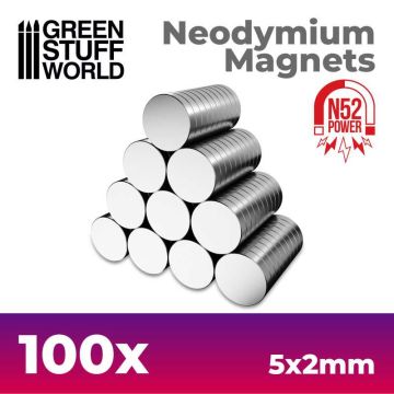 Набір магнітів Green Stuff World: Neodymium Magnets 5x2mm - 100 units (N52)