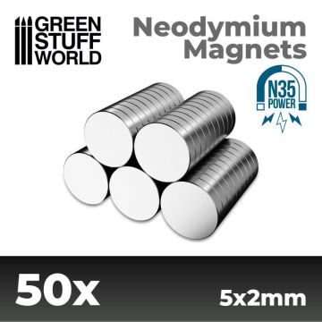 Набір магнітів Green Stuff World: Neodymium Magnets 5x2mm - 50 units (N35)