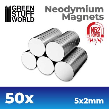 Набір магнітів Green Stuff World:  Neodymium Magnets 5x2mm - 50 units (N52)