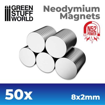 Набір магнітів Green Stuff World: Neodymium Magnets 8x2mm - 50 units (N52)