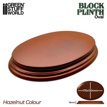 Деревʼяна підставка для мініатюр Green Stuff World: Oval Display Plinth 17x11 cm - Hazelnut Brown