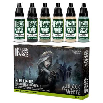Набір акрилових фарб Green Stuff World: Paint Set - Black and White