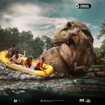 Колекційна статуетка Iron Studios: Statue T-Rex River Scene - Jurassic World: Rebirth - Demi Art Scale 1/20