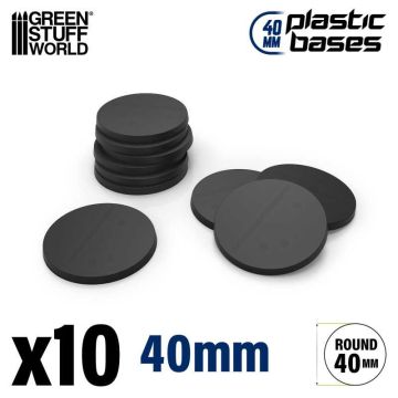 Набір пластикових підставок для мініатюр Green Stuff World: Plastic Bases - Round 40 mm Black