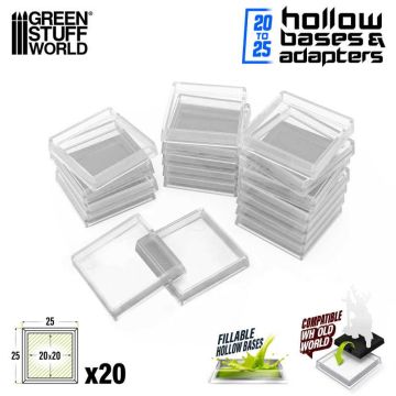 Набір прозорих підставок для мініатюр Green Stuff World: Plastic Clear Square Hollow Base 25mm