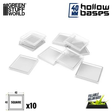 Набір прозорих підставок для мініатюр Green Stuff World: Plastic Clear Square Hollow Base 40mm