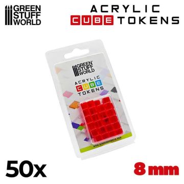 Набір акрилових жетонів Green Stuff World: Red Cube Tokens 8mm