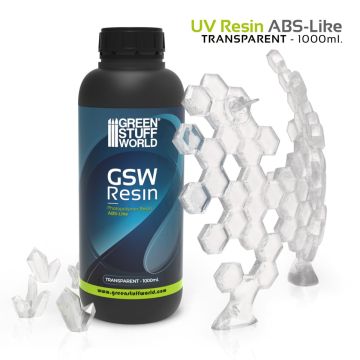 Прозора смола для 3D-принтерів Green Stuff World: Resin for 3d Printers - ABS-like Transparent 1000ml