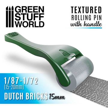 Текстурний валик з ручкою Green Stuff World: Rolling pin with Handle Dutch Bricks 15mm