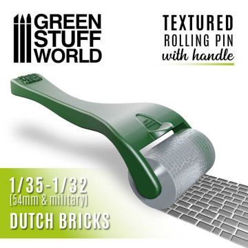 Текстурний валик з ручкою Green Stuff World: Rolling pin with Handle Dutch Bricks 