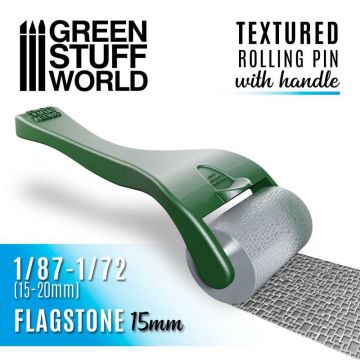 Текстурний валик з ручкою Green Stuff World: Rolling pin with Handle Flagstone 15mm
