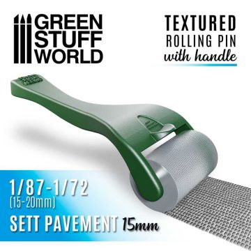 Текстурний валик з ручкою Green Stuff World: Rolling pin with Handle Sett Pavement 15mm