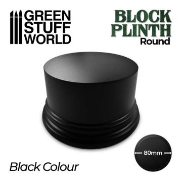 Деревʼяна підставка для мініатюр Green Stuff World: Round Block Plinth 8cm - Black