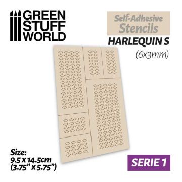 Самоклеючий трафарет Green Stuff World: Self-Adhesive Stencils - Harlequin S - 6x3mm
