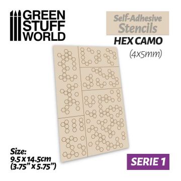 Самоклеючий трафарет Green Stuff World: Self-Adhesive Stencils - Hex Camo