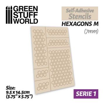 Самоклеючий трафарет Green Stuff World: Self-Adhesive Stencils - Hexagons M - 7mm