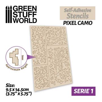 Самоклеючий трафарет Green Stuff World: Self-Adhesive Stencils - Pixel Camo