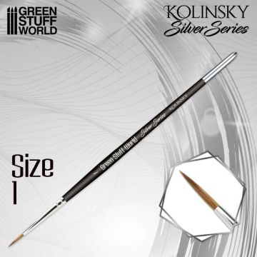 Пензлик Green Stuff World: Silver Series Kolinsky Brush - Size 1
