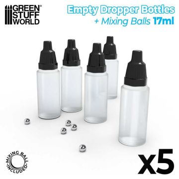 Порожні баночки Green Stuff World: Empty Dropper Bottles 17ml with Mixing Balls
