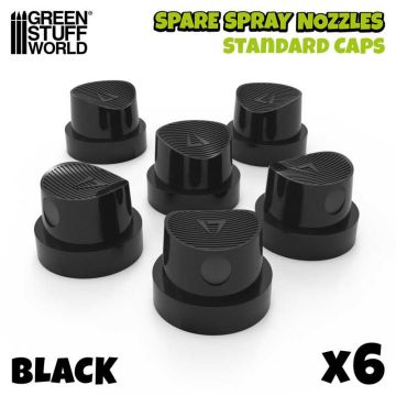 Набір розпилювальних насадок Green Stuff World: Caps spray paint - Standard Black Fat Cap