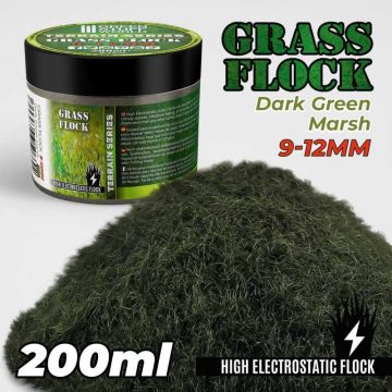 Статична трава (Флок) Green Stuff World: Static Grass Flock 9-12mm - Dark Green Marsh - 200 ml
