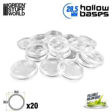Набір прозорих підставок для мініатюр Green Stuff World: Transparent Hollow Plastic Bases - Round 28,5mm