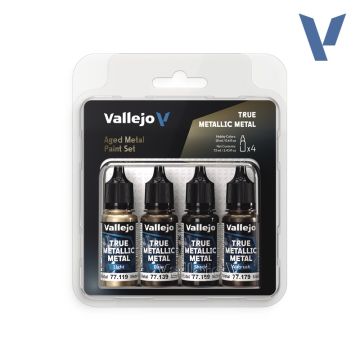 Набір акрилових фарб Vallejo: True Metallic Metal Sets: Aged Metal Paint Set