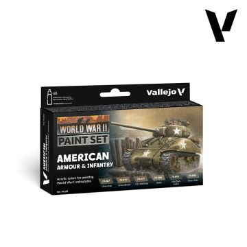 Набір акрилових фарб Vallejo: Model Color: WWII American Armour & Infantry