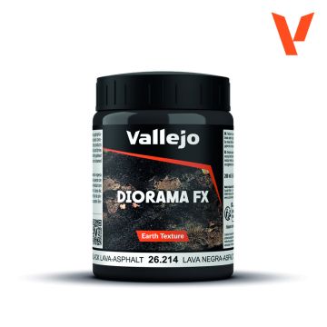 Акрилова паста Vallejo: Diorama FX: Earth Texture: Black Lava-Asphalt (200 ml)
