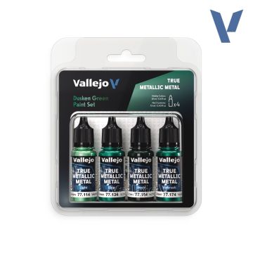 Набір акрилових фарб Vallejo: True Metallic Metal Sets: Dusken Green Paint Set