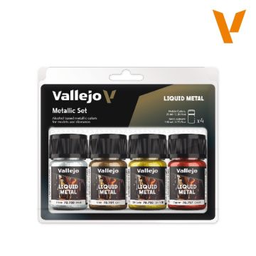 Набір фарб на спиртовій основі Vallejo: Liquid Gold: Gold, Silver & Copper