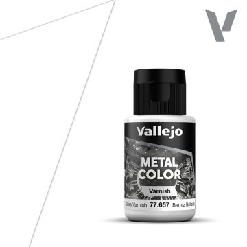 Глянцевий лак на водній основі Vallejo: Gloss Metal Varnish (32 ml)