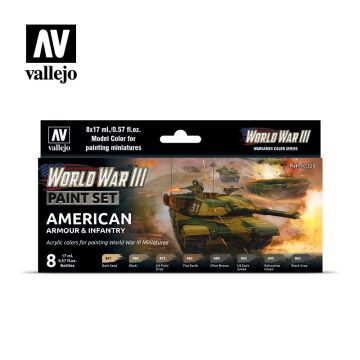 Набір акрилових фарб Vallejo: Model Color: WWIII American Armour & Infantry