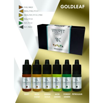 Набір акрилових чорнил Kimera Kolors: Velvet Inks – Goldleaf (6х15 ml)