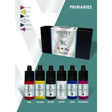 Набір акрилових чорнил Kimera Kolors: Velvet Inks – Primaries (6х15 ml)