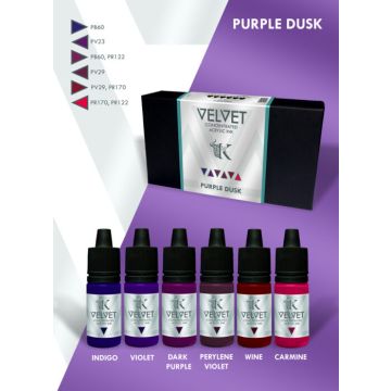 Набір акрилових чорнил Kimera Kolors: Velvet Inks – Purple Dusk (6х15 ml)