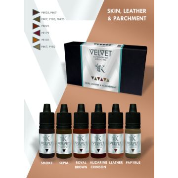 Набір акрилових чорнил Kimera Kolors: Velvet Inks – Skin, Leather & Parchment (6х15 ml)