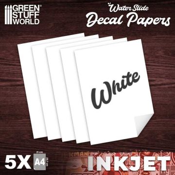 Листи під декалі для струменевого принтера Green Stuff World: Waterslide Decals - Inkjet White